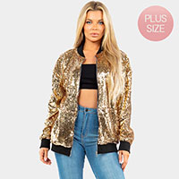 Reversible Sequin Zip Up Bomber Jacket