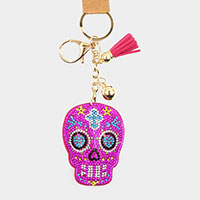 Day of The Dead Bling Skull Tassel Keychain