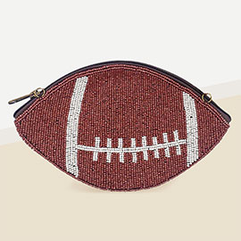 Seed Beaded Football Crossbody Bag