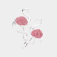Rhinestone Embellished Flamingo Stud Earrings