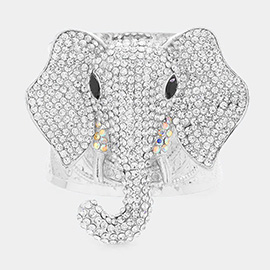 Stone Embellished Elephant Cuff Bracelet