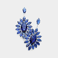 Marquise Stone Cluster Dangle Evening Earrings