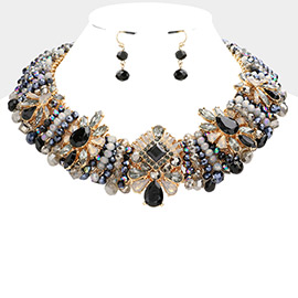 Multi Stone Faceted Beaded Collar Necklace