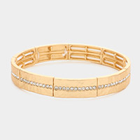 Rhinestone Embellished Metal Stretch Bracelet