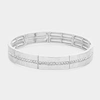 Rhinestone Embellished Metal Stretch Bracelet