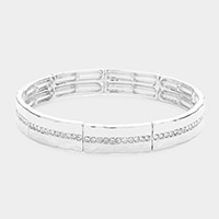 Rhinestone Embellished Metal Stretch Bracelet