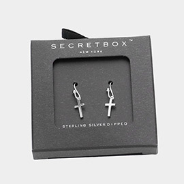 Secret Box _ Sterling Silver Dipped Metal Cross Dangle Earrings