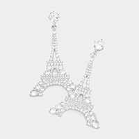 CZ Eiffel Tower Dangle Evening Earrings