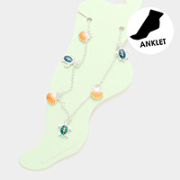 Enamel Turtle Shell Charm Station Anklet