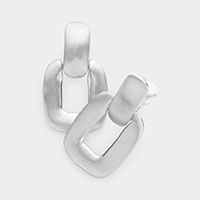 Metal Open Rectangle Dangle Clip on Earrings