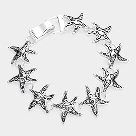 Antique Metal Starfish Link Magnetic Bracelet