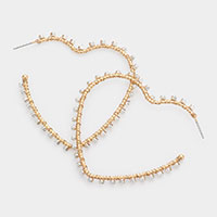 Metal Cube Wrapped Heart Hoop Earrings