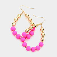 Colored Ball Pointed Open Teardrop Dangle Earrings