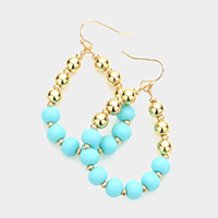 Colored Ball Pointed Open Teardrop Dangle Earrings