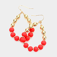 Colored Ball Pointed Open Teardrop Dangle Earrings