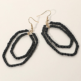 Woven Raffia Double Open Hexagon Dangle Earrings