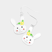 Enamel Metal Bunny Dangle Earrings