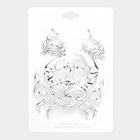 Filigree Metal Crab Magnetic Pendant Set