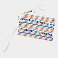 Aztec Patterned Wristlet Pouch Bag