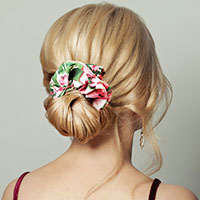 Flower Patterned Scrunchie Hair Band