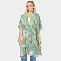 Paisley Patterned Cover Up Kimono Poncho