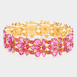 Floral Crystal Stretch Evening Bracelet