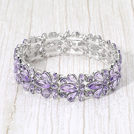 Floral Crystal Stretch Evening Bracelet
