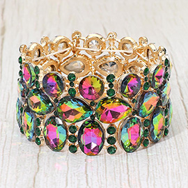 Multi Stone Cluster Evening Stretch Bracelet