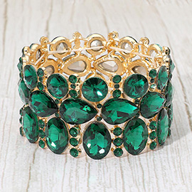 Multi Stone Cluster Evening Stretch Bracelet