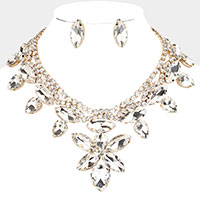 Marquise Teardrop Stone Accented Evening Necklace