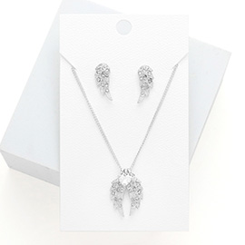 Rhinestone Embellished Wings Pendant Necklace