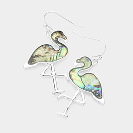 Abalone Flamingo Dangle Earrings