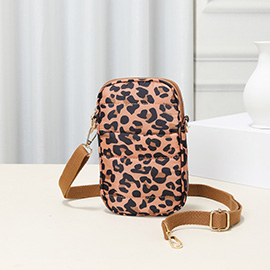 Leopard Patterned Puffer Rectangle Crossbody Bag