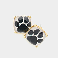 Paw Accented Square Stud Earrings