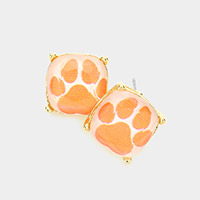 Paw Accented Square Stud Earrings