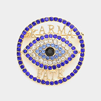 KARMA FATE Rhinestone Embellished Evil Eye Pin Brooch