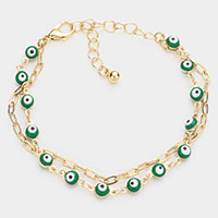 Evil Eye Link Double Layered Bracelet