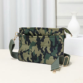 Camouflage Patterned Puffer Crossbody Bag