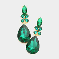 Teardrop Stone Accented Dangle Evening Earrings
