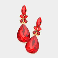 Teardrop Stone Accented Dangle Evening Earrings
