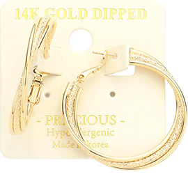 14K Gold Dipped Triple Layered Metal Hoop Earrings