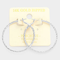 14K White Gold Dipped Textured Metal Hoop Earrings