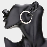 1.75 Inch Rhinestone Hoop Earrings