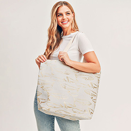 Metallic Whale Beach Tote Bag