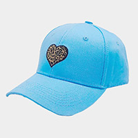 Leopard Patterned Heart Baseball Cap