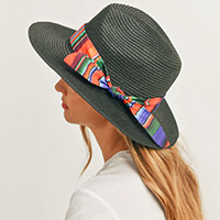 Serape Band Straw Panama Sun Hat
