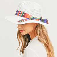 Serape Band Straw Panama Sun Hat
