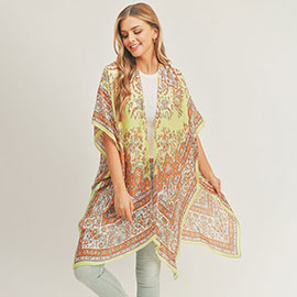 Patterned Cover Up Kimono Poncho