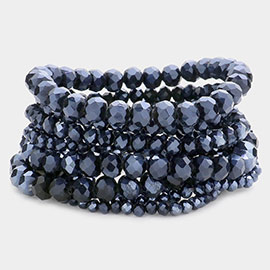 9PCS - Faceted Bead Stretch Bracelets