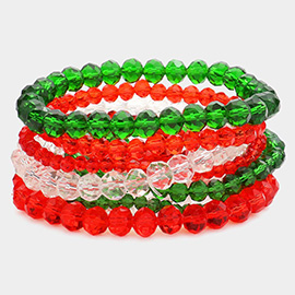 9PCS - Faceted Bead Stretch Bracelets